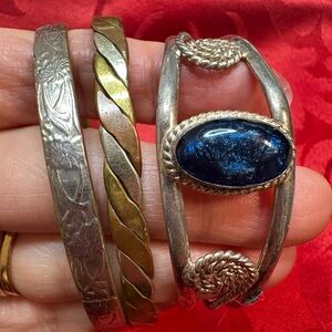 Handmade Silver Bracelet with Deep Blue Stone